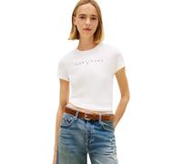Tommy Jeans Women’s T-Shirt Short Sleeve Linear Slim Fit, White (Ecru), M