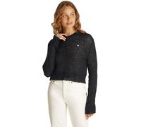 Tommy Jeans Women’s V-Neck Open Knit Jumper, Black (Black), XL