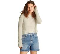 Tommy Jeans Women’s V-Neck Open Knit Jumper, Off-White (Ancient White), XXS