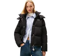 Tommy Jeans Women's Alaska Grid Down Puffer Jacket with Hood, Black (Black), M