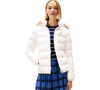 Tommy Jeans Women's Basic Hooded Down Puffer Jacket, White (Ecru), 1XL