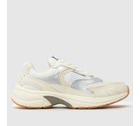 Tommy Jeans Women's Coney Metallic Runner Trainers in White & Silver, Mesh/Suede, Size: 3.5 UK 3.5
