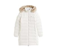 Tommy Jeans Women's Essential Hooded Down Coat with Faux Fur, White (Ecru), XS