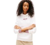 Tommy Jeans Women's Hoodie Regular Fit with Kangaroo Pocket, White (Ecru), 1XL