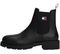 Tommy Jeans Women's Leather Chelsea Boots, Black (Black), 6.5