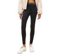Tommy Jeans Women's Leggings Branded Tape Ribbed, Black (Black), L