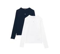Tommy Jeans Women's Tjw 2pack Slim Essential Rib Ls Dw0dw17716 L/S T-Shirt, Multi (White / Dark Night Navy), S