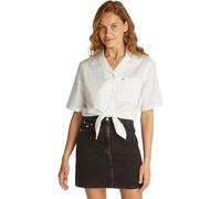Tommy Jeans Womens Tjw CRP Linen Dw0dw20286 S/S Shirt, White (Ecru), L UK