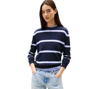 Tommy Jeans Womens Tjw Essential Crew Ext Dw0dw20159 Pullover Sweater, Blue (Dark Night Navy/Stripe), S UK