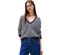 Tommy Jeans Women's Tjw Essential Vneck Sweater Ext Dw0Dw17251 Pullover, Blue (Dark Night Navy/Stripe), L