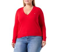 Tommy Jeans Women's Tjw Essential Vneck Sweater Ext Pullovers, Deep Crimson, XL