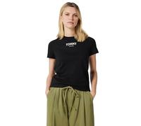 Tommy Jeans Women's Tjw Reg Essential Logo 2 Tee Ext Dw0Dw21842 S/S T-Shirt, Black (Black), S