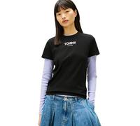 Tommy Jeans Women's Tjw Reg Essential Logo 2 Tee Ext Dw0Dw21842 S/S T-Shirt, Black (Black), XL