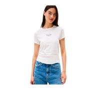 Tommy Jeans Womens Tjw Slim Ess Logo 1 Tee Ext Dw0dw21542 S/S T-Shirt, White (Ecru), S UK