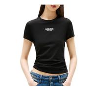Tommy Jeans Women's Tjw Slim Essential Logo2 Tee Ext Dw0Dw20913 S/S T-Shirt, Black (Black), S