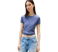 TOMMY JEANS Womens Tjw Slim Essential Rib Ext Dw0dw17383 S/S T-Shirt, Grey (Blue Moment), XL UK
