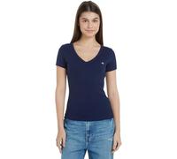 Tommy Jeans Women's Tjw Slim Essential Rib V Ss Dw0dw17385 S/S Knit Tops, Dark Night Navy, XL