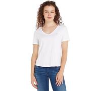 Tommy Jeans Women's Tjw Slim Soft V Neck Tee Dw0dw14617 S/S Knit Tops, White, XL