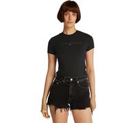 TOMMY JEANS Womens Tjw Slim Tonal Linear Tee Ext Dw0dw20315 S/S T-Shirt, Black (Black), L UK