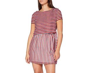 Tommy Jeans Women's TJW TIE Waist Stripe Dress, Deep Crimson/Twilight Navy Multi, 12 (Size:L)
