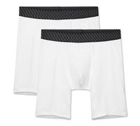 Tommy John Men’s Boxer Brief 8” Underwear - Cotton Basics Boxers with Supportive Contour Pouch, White (Pack of 2), XL
