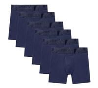 Tommy John Men's Apollo 6" Mid-Length Boxer Brief Underwear, Apollo Navy Blazer - 6 Pack, M