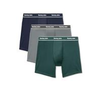 Tommy John Men's Essential Cool Cotton 6" Mid-Length Boxer Brief Underwear, 3-Pack, Dress Blues/Monument/Junebug, M