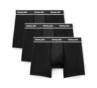 Tommy John Men's Essential Cool Cotton Stretch Boxer Brief Underwear - 6" 3-Pack, Breathable, Moisture-Wicking, Support Pouch, Black (3-pack), M