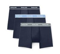 Tommy John Men's Essential Cool Cotton Stretch Boxer Brief Underwear - 6" 3-Pack, Breathable, Moisture-Wicking, Support Pouch, Dress Blues W/ Multi Blue/Grey Waistband (3-pack), XL