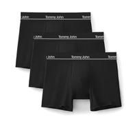 Tommy John Men's Luxe Boxer Briefs Underwear - 4" 3-Pack, Viscose Derived From Bamboo, Stay-Put Waistband & Support Pouch, Black (3-pack), L