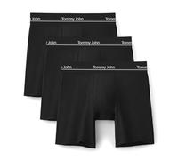 Tommy John Men's Luxe Boxer Briefs Underwear - 6" 3-Pack, Viscose Derived From Bamboo, Stay-Put Waistband & Support Pouch, Black (3-pack), XL