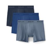 Tommy John Men's Luxe Modal 4" Trunk Boxer Brief Underwear, Blue Quartz/Dress Blues/Troposphere (3-pack), L