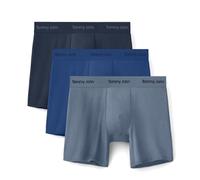 Tommy John Men's Luxe Modal 6" Boxer Brief Underwear 3-Pack, Blue Quartz/Dress Blues/Troposphere (3-pack), S