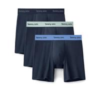 Tommy John Men's Luxe Modal 6" Boxer Brief Underwear 3-Pack, Dress Blues W/ Multi Blue Waistband (3-pack), S