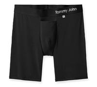 Tommy John Men's Underwear with Pouch, Boxer Brief, Cool Cotton Fabric with 8" Inseam, Black - 1 Pack, Medium