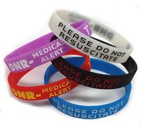 Tommy K Products 5x DNR Please Do Not Resuscitate Wristband MEDICAL AWARENESS ALERT BRACELET White, Red, Black, Purple, Blue (Standard (202mm))