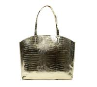 Tommy & Kate BRIELLE Crocodile Pattern Shoulder Bag with Detachable Pouch Bag, Stylish and Large Capacity Tote Bag for Women, PU Leather Satchel Handbag (Gold)
