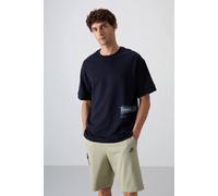 Tommy Life Men's Oversized Cotton-Blend Crew Neck T-Shirt in Navy | Size: Small Tommy Life Navy S