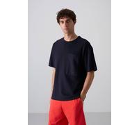 Tommy Life Men's Oversized Cotton-Blend Crew Neck T-Shirt With Pocket in Navy | Size: Small Tommy Life Navy S