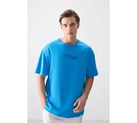 Tommy Life Men's Oversized Cotton Printed T-Shirt in Bright Blue | Size: Small Tommy Life Bright Blue S