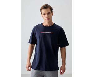 Tommy Life Men's Oversized Cotton Printed T-Shirt in Navy | Size: Large Tommy Life Navy L