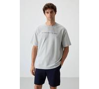 Tommy Life Men's Oversized Crew Neck Printed T-Shirt in Light Grey | Size: Medium Tommy Life Light Grey M