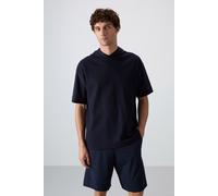 Tommy Life Mens Oversized Hooded Short-sleeve T-shirt - Navy - Size Medium