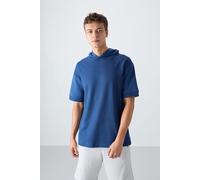 Tommy Life Mens Oversized Hooded Short-sleeve T-shirt - Sapphire - Size X-Large