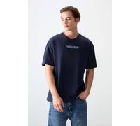 Tommy Life Men's Oversized Logo Cotton Crew Neck T-Shirt in Navy | Size: Large Tommy Life Navy L