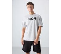 Tommy Life Mens Oversized Logo Print Crew Neck T-Shirt - Light Grey - Size Medium