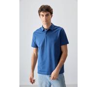 Tommy Life Men's Oversized Polo Collar T-Shirt in Mid Blue | Size: Small Tommy Life Mid Blue S