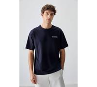 Tommy Life Men's Oversized Printed Cotton Jersey T-Shirt in Navy | Size: Medium Tommy Life Navy M