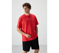 Tommy Life Men's Oversized Printed Crew Neck T-Shirt in Red | Size: Small Tommy Life Red S