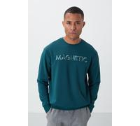 Tommy Life Mens Printed Crew Neck Sweatshirt - Sapphire - Size 2XL
